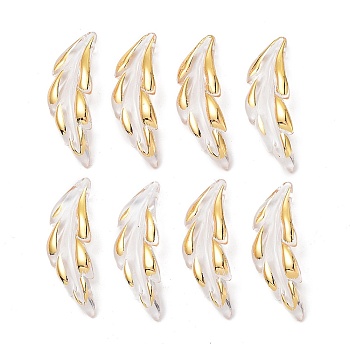 Transparent Acrylic Pendants, with Gold Stamping, Leaf, Clear, 40x15x5mm, Hole: 1.6mm, 454pcs/500g