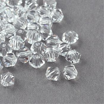 Imitation Crystallized Glass Beads, Transparent, Faceted, Bicone, Clear, 6x5mm, Hole: 1.3mm, about 288pcs/bag