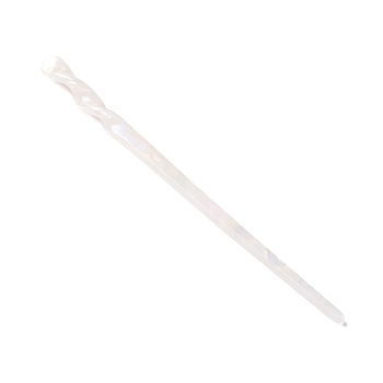 Cellulose Acetate(Resin) Hair Sticks, Twist Bar Shape, White, 177x10x9.5mm