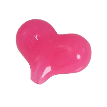 Acrylic Beads, Imitation Jelly, Heart, Deep Pink, 16.8x21.7x9mm, Hole: 1.5mm, about 315pcs/bag