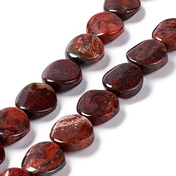 Natural Brecciated Jasper Beads Strands, Twist Flat Round, 16x6~7mm, Hole: 1mm, about 25pcs/strand, 15.75''(40cm)