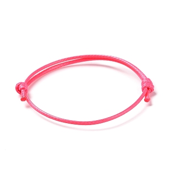 Korean Waxed Polyester Cord Bracelet Making, Deep Pink, Adjustable Diameter: 40~70mm