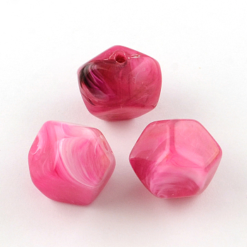 Imitation Gemstone Acrylic Beads, Deep Pink, 20x22x21mm, Hole: 3mm, about 89pcs/500g
