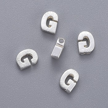 Brass Charms, Letter, Letter.G, 5.5x4x2mm, Hole: 1mm