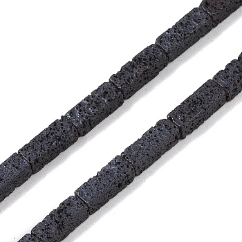 Frosted Natural Lava Rock Beads Strands, Rectangle, 9x3x3mm, Hole: 1mm, about 46pcs/strand, 15.75''(40cm)