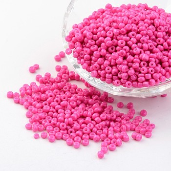 8/0 3mm Baking Paint Glass Seed Beads Loose Spacer Beads, Fuchsia, 3mm, Hole: 1mm, about 962pcs/50g