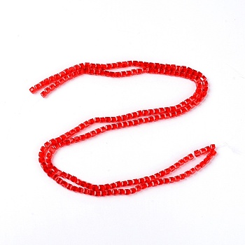 Synthetic Quartz Beads Strands, Cube, Red, 5.5x5.5x6mm, Hole: 1mm, about 100pcs/strand, 22.44 inch(57cm)