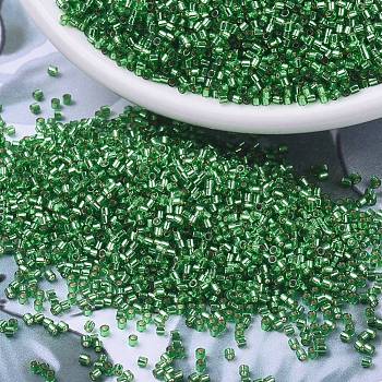MIYUKI Delica Beads Small, Cylinder, Japanese Seed Beads, 15/0, (DBS0046) Silverlined Green, 1.1x1.3mm, Hole: 0.7mm, about 175000pcs/bag, 50g/bag