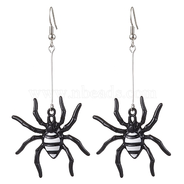 Black Spider Alloy Earrings