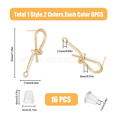 8 Pairs 2 Color Brass Stud Earring Findings(KK-FH0006-64)-2