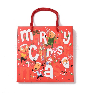 Christmas Santa Claus Print Paper Gift Bags with Nylon Cord Handle(CARB-K003-01C-02)-2