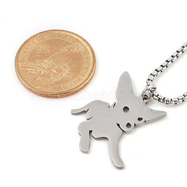 201 Stainless Steel Laser Cut Puppy Dog Pendant Box Chain Necklaces for Women Men(NJEW-Q004-01P)-5