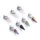 Natural & Synthetic Mixed Gemstone Big Chakra Pointed Pendants(G-E566-06)-1