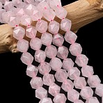 Natural Rose Quartz Beads Strands, Star Cut Round Beads, Faceted, 9~10x9~10x9~10mm, Hole: 1~1.4mm, about 38~40pcs/strand, 14.88''15.08''(37.8~38.3cm)(G-Z119-A41-03)
