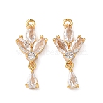 Brass Micro Pave Cubic Zirconia Pendants, Nickel Free, Real 18K Gold Plated, 22.5x10x4.5mm, Hole: 1.4mm(KK-D024-20G)