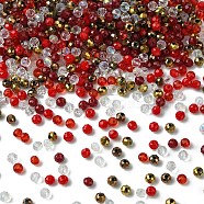 Glass Beads, Mixed Style, Faceted Rondelle, Red, 4x3.5mm, Hole: 1mm, about 500pcs/bag(GLAA-YW0003-39D)