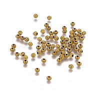 Tibetan Style Spacer Beads, Antique Golden Color, Lead Free & Nickel Free & Cadmium Free, Size: about 4mm long, 4.5mm wide, hole: 1mm(X-GLF0300Y-NF)