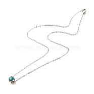 Mood Necklace, Temperature Sensing Color Changing Round Glass Bead Pendant Necklace for Women, Stainless Steel Color, 17.71 inch(45cm)(NJEW-JN03809)