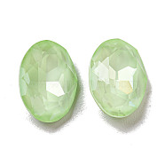 Glass Rhinestone Cabochons, Point Back & Back Plated, Faceted, Oval, Chrysolite, 14x10x5mm(RGLA-G021-02D-238DE)