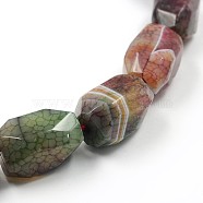 Dyed Natural Fire Crackle Agate Faceted Oval Bead Strands, 28x17mm, Hole: 2mm, about 14pcs/strand, 15.9 inch(G-O038-35)