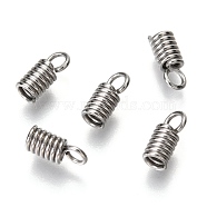 304 Stainless Steel Terminators, Coil Cord Ends, Stainless Steel Color, 8.5x3.5mm, Hole: 2mm, Inner Diameter: 1.8mm(STAS-C018-24P-03)