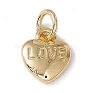 Brass Charms, with Jump Ring, Cadmium Free & Nickel Free & Lead Free, Rack Plating, Heart, Real 18K Gold Plated, 9.5x8x2.5mm, Hole: 3mm(KK-G439-48G)