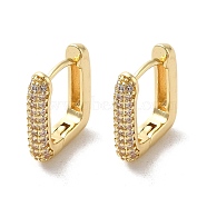 Rack Plating Brass Micro Pave Cubic Zirconia Hoop Earrings, Rectangle, Golden, 13.5x11.5x3mm(EJEW-A031-20G)