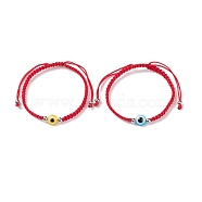 Resin Evil Eye Braided Bead Bracelet, Red Adjustable Bracelet for Kid, Mixed Color, Inner Diameter: 1-7/8~4 inch(4.8~10.2cm)(BJEW-JB08425-02)