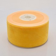 Polyester Velvet Ribbon for Gift Packing and Festival Decoration, Gold, 2 inch(50mm), about 20yards/roll(18.29m/roll)(SRIB-M001-50mm-660)