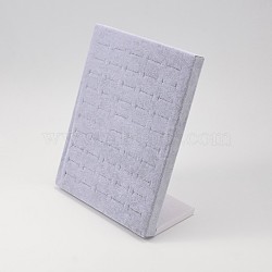 Rectangle Wooden Ring Display Stands, with Velour and Sponge, Light Steel Blue, 25x20x10cm(RDIS-N010-01)