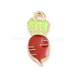 Light Gold Plated Alloy Enamel Pendants, Cadmium Free & Lead Free, Carrot Charm, Red, 15x7x2mm, Hole: 1.5mm(ENAM-M219-09KCG-01)