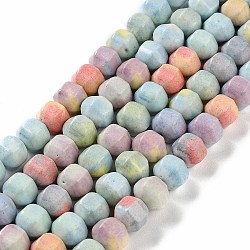 Natural Rainbow Alashan Agate Lantern Beads Strands, Dyed, Faceted, Rondelle, Mixed Color, 9x9.5~10.5x9.5~10.5mm, Hole: 0.7mm, about 44pcs/strand, 15.75 inch(40cm)(G-NH0022-B01-02)