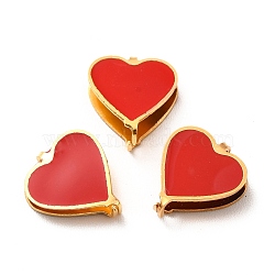 304 Stainless Steel Snap on Bails, with Enamel, Heart, Red, Golden, 11x10x3.5mm, Pin: 0.9mm(STAS-I193-07G)