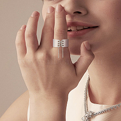 1Pc Alloy Tassel Chain Finger Rings for Women, Platinum, 12.5mm, Inner Diameter: 17mm(RJEW-LP0003-62)