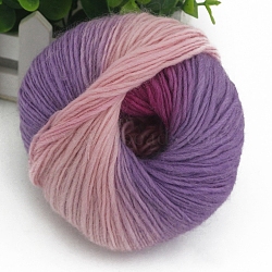 Gradient Color Wool Thread, Section Dyed Icelandic Wool Thread, Soft and Warm, for Hand-woven Shawl Scarf Hat, Lilac, 2mm(YCOR-PW0001-007A-12)