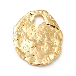 Ion Plating(IP) 304 Stainless Steel Pendants, Textured, Oval, Real 18K Gold Plated, 35x30x2mm, Hole: 7mm(STAS-P312-21G)