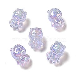 UV Plating Rainbow Iridescent Acrylic Beads, Girl with Cat Clothes, Lilac, 22x15.5x15mm, Hole: 3.5mm(PACR-M002-12B)