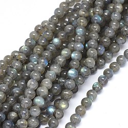 Natural Labradorite Beads Strands, Grade A, Round, 6mm, Hole: 0.8mm, about 64~69pcs/strand, 15.5~16.3 inch(39.5~41.5cm)(G-F602-04-6mm)