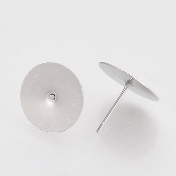 304 Stainless Steel Stud Earring Findings, Stainless Steel Color, 14mm