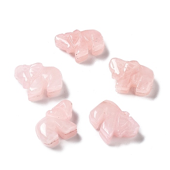 Natural Rose Quartz Rhinoceros Healing  Figurines, Reiki Energy Stone Display Decorations, for Home Feng Shui Ornament, 13.5~15x20~21.5x7.5~9mm