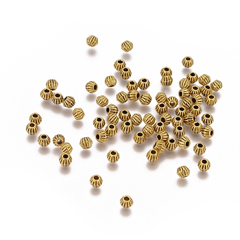 Tibetan Style Spacer Beads, Antique Golden Color, Lead Free & Nickel Free & Cadmium Free, Size: about 4mm long, 4.5mm wide, hole: 1mm