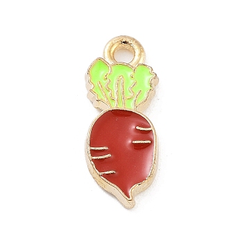 Light Gold Plated Alloy Enamel Pendants, Cadmium Free & Lead Free, Carrot Charm, Red, 15x7x2mm, Hole: 1.5mm