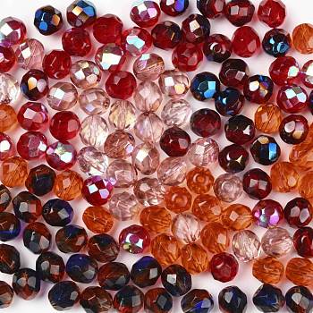 Fire-Polished Czech Glass Beads, Faceted, Ananas, Red, 7.5~8x8mm, Hole: 1.2mm, about 120pcs/bag