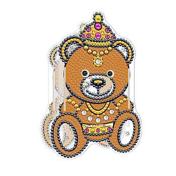 5D DIY Bear Pattern Animal Diamond Painting Pencil Cup Holder Ornaments Kits, with Resin Rhinestones, Sticky Pen, Tray Plate, Glue Clay and Acrylic Plate, 147x96x2mm