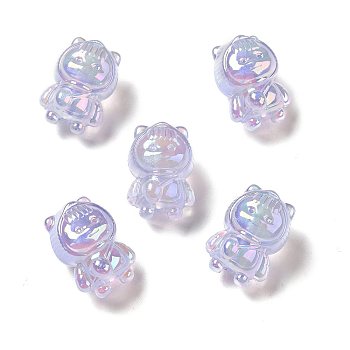 UV Plating Rainbow Iridescent Acrylic Beads, Girl with Cat Clothes, Lilac, 22x15.5x15mm, Hole: 3.5mm