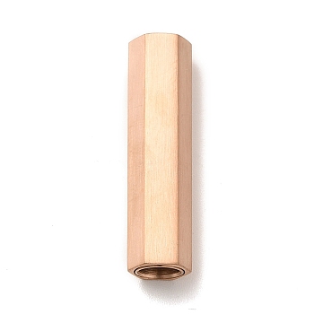 304 Stainless Steel Matte Magnetic Clasps, Hexagon Tube, Rose Gold, 25x6.5mm, Hole: 4mm