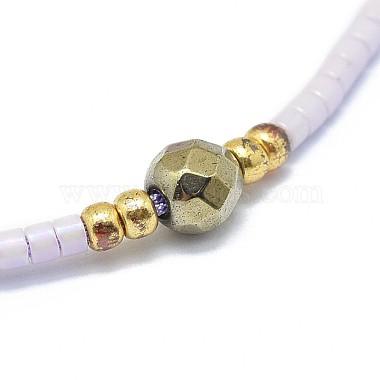 Adjustable Natural Pyrite Braided Bead Bracelets(BJEW-F391-A08)-3
