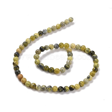 Natural Yellow Turquoise(Jasper) Beads Strands(GSR6mmC007)-5