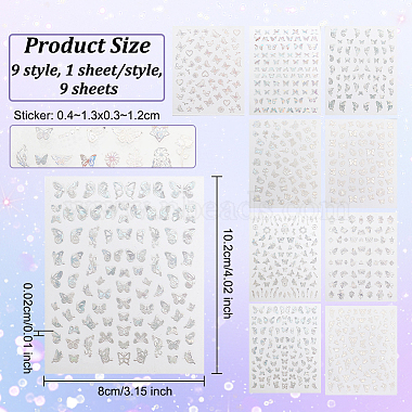 9 Sheets 9 Colors Laser Silver Nail Decals Stickers(MRMJ-OC0003-63)-2