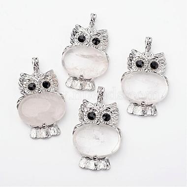 Platinum Owl Quartz Crystal Pendants